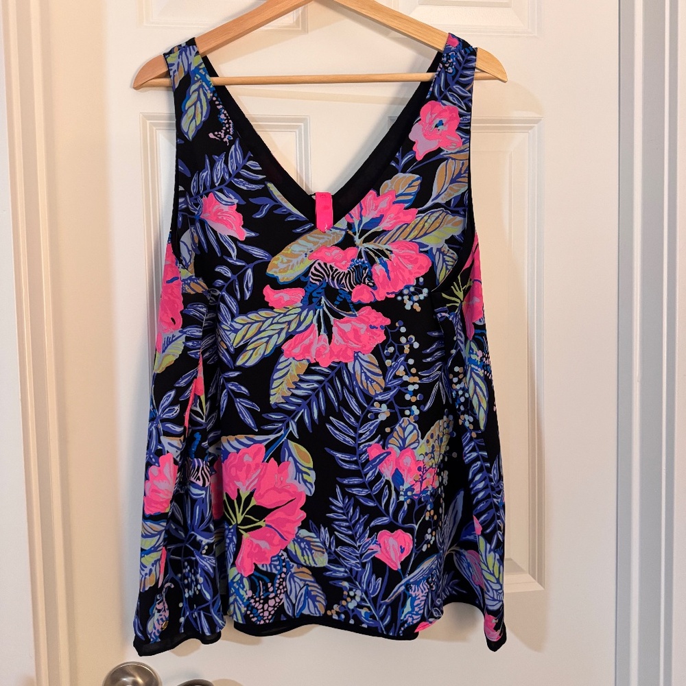 Lilly Pulitzer EUC Florin reversible top sz XL in Onyx Earned Stripes